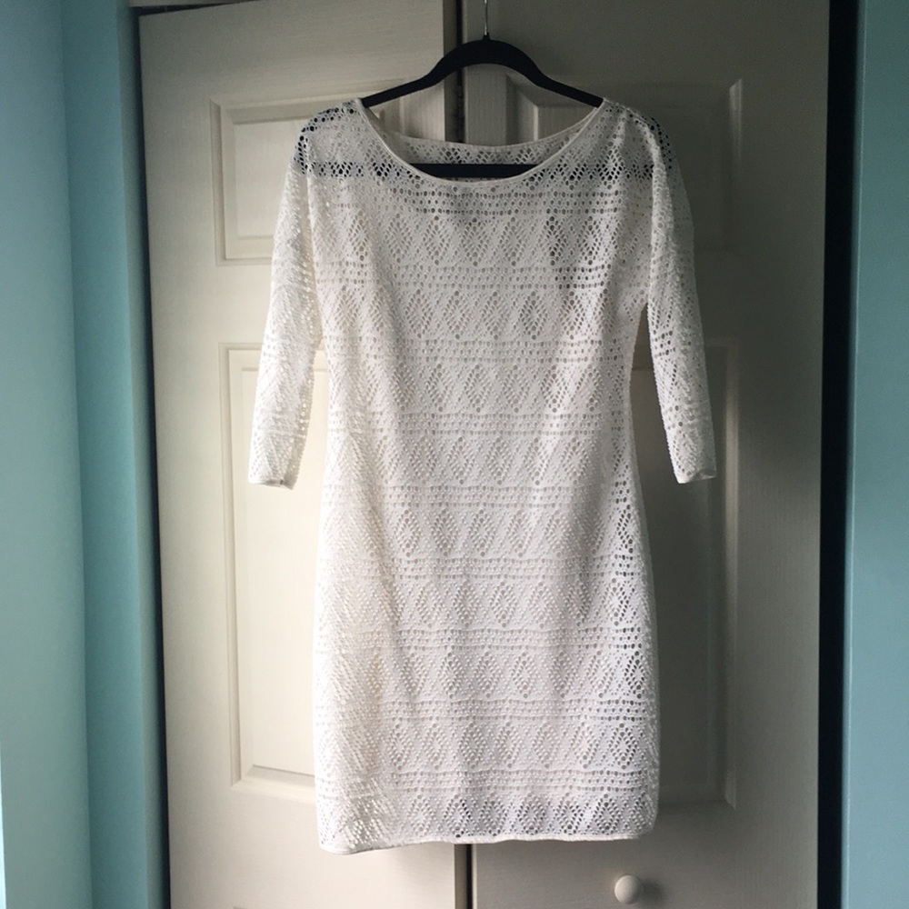 White lace overlay dress